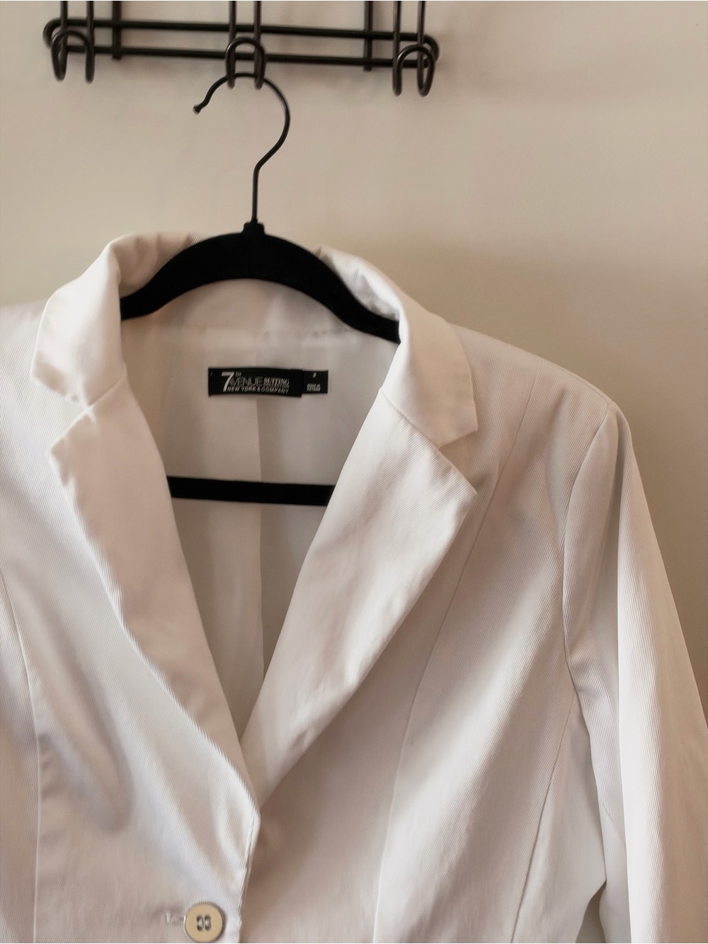 New York & Company 7th Avenue White Blazer Jacket Size 8
